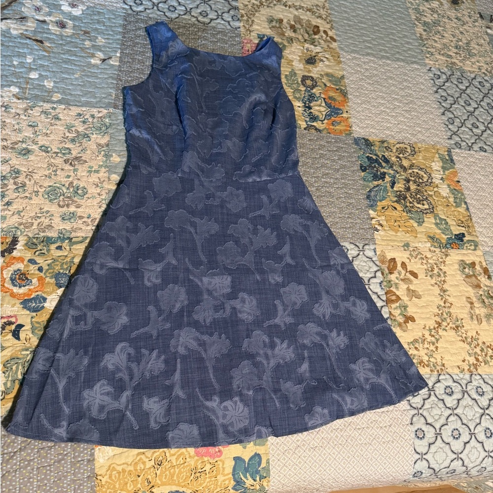 Blue Round Neck Sleeveless Mini Dress
